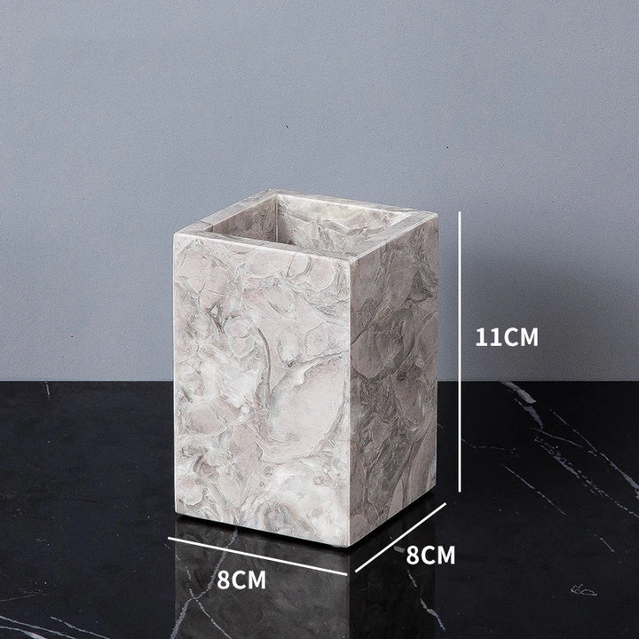 Natural Marble Bathroom Set – Soap Dispenser, Toothbrush Holder & Tray