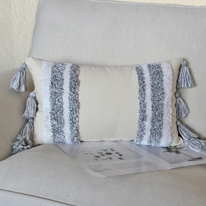 Boho Tassel Cushion Cover – Tufted Moroccan Macrame Pillow