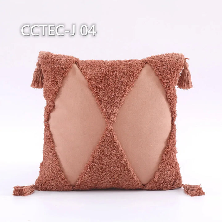 Boho Tufted Cushion Cover – Geometric Tribal Pillow