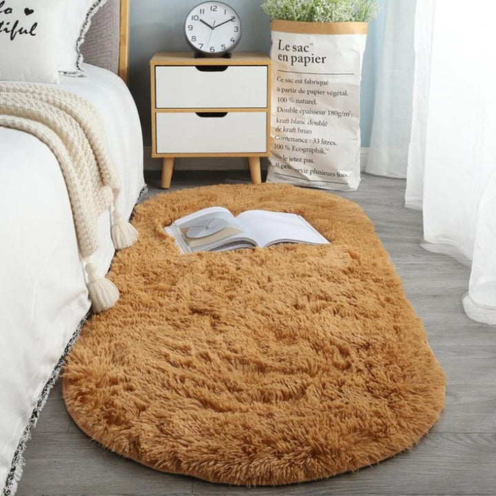 Oval Silky Plush Soft Rug for Modern Living Room