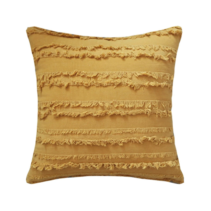 Boho Tassel Throw Pillow Covers – Striped Jacquard Decorative Cushion Cases for Sofa, Bed & Living Room