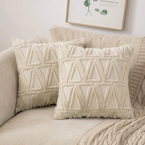 Luxury Plush Embroidered Cushion Cover – Soft Faux Wool