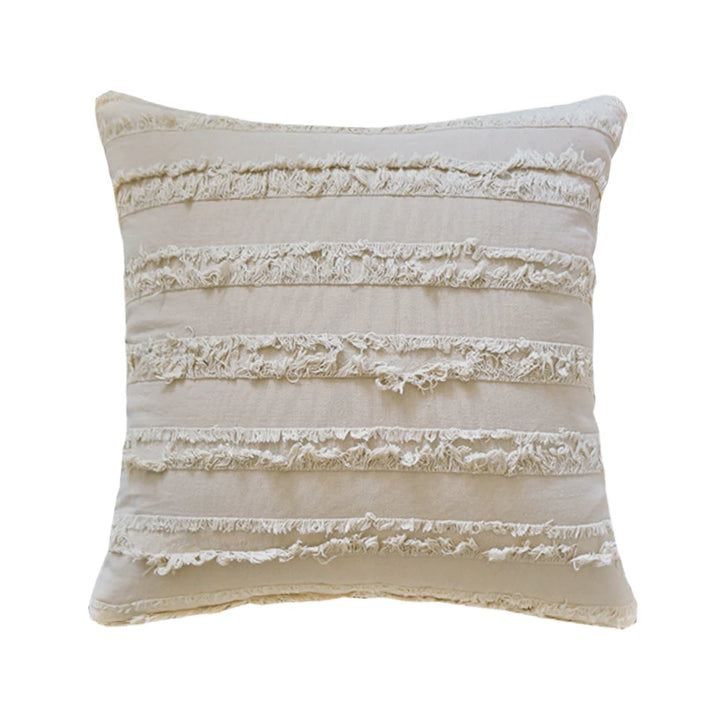 Boho Tassel Throw Pillow Covers – Striped Jacquard Decorative Cushion Cases for Sofa, Bed & Living Room