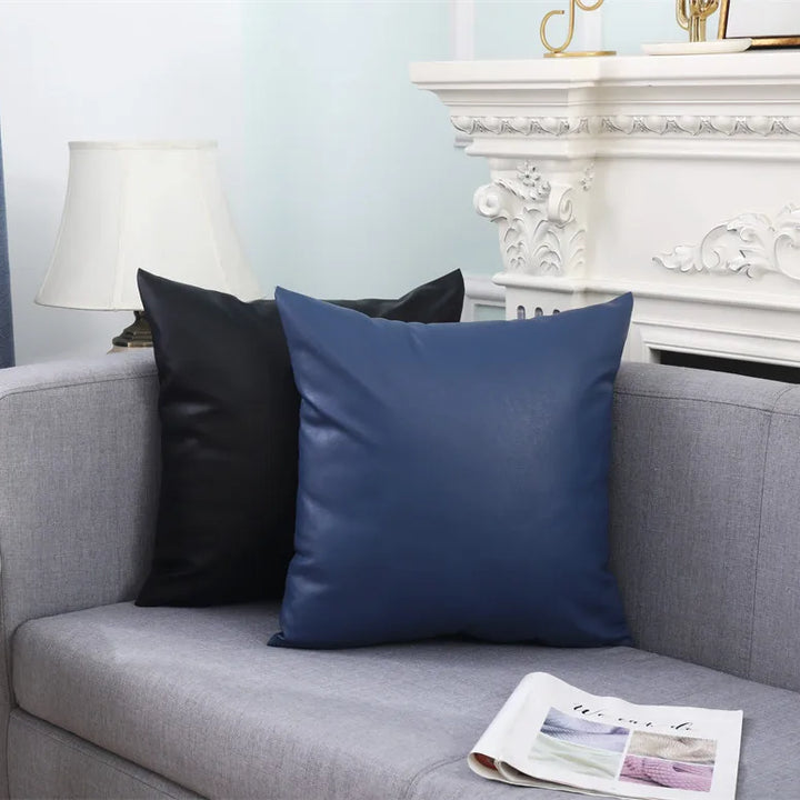 Luxury Faux Leather Cushion Cover – Modern Decorative