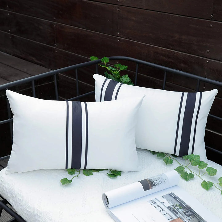 Set of 2 Outdoor Waterproof Cushion Covers for Patio & Garden