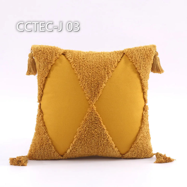 Boho Tufted Cushion Cover – Geometric Tribal Pillow