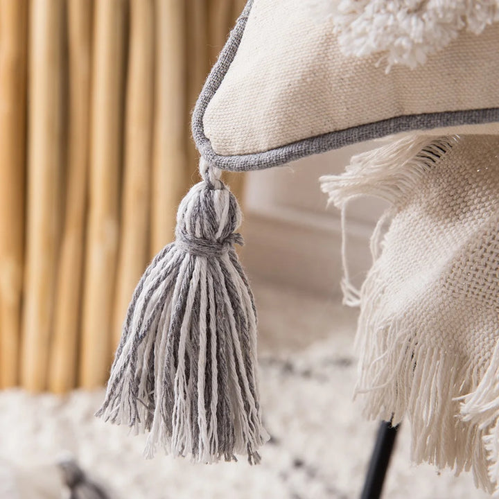 Boho Tufted Pillow Cover – Tassel Cotton Cushion Case