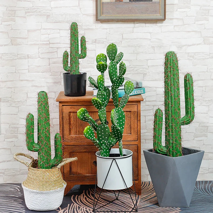 Tall Artificial Cactus Decor – 30-43cm Green Thorn Ball Succulent for Home, Office & Event Styling