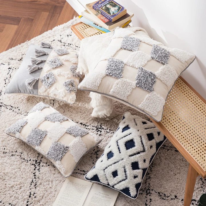 Boho Tufted Pillow Cover – Tassel Cotton Cushion Case