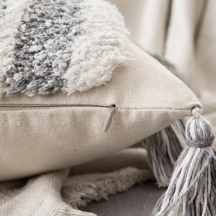 Boho Tufted Pillow Cover – Tassel Cotton Cushion Case