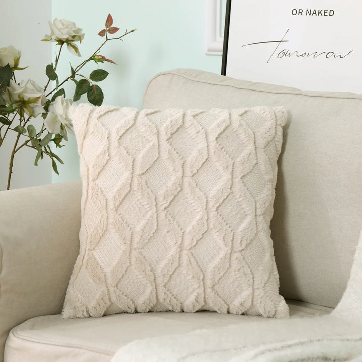 Soft Plush Faux Wool Throw Pillow Covers – Luxury Nordic Embroidered Cushion Cases for Sofa, Bed & Living Room Decor