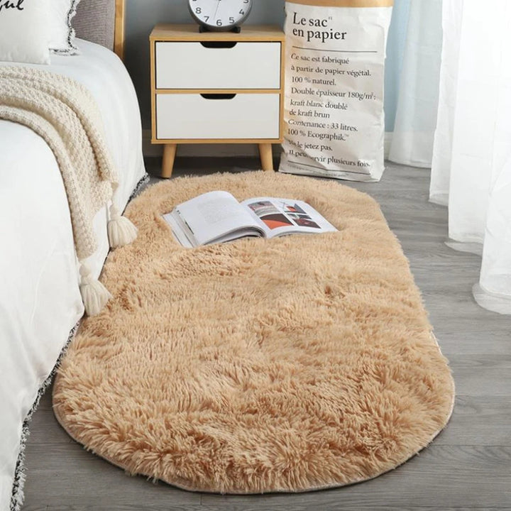 Oval Silky Plush Soft Rug for Modern Living Room