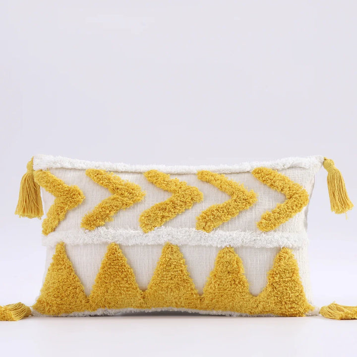 Luxury Chenille Tufted Boho Pillow Covers – Decorative Cushion Cases with Tassels for Sofa, Bed & Farmhouse Decor