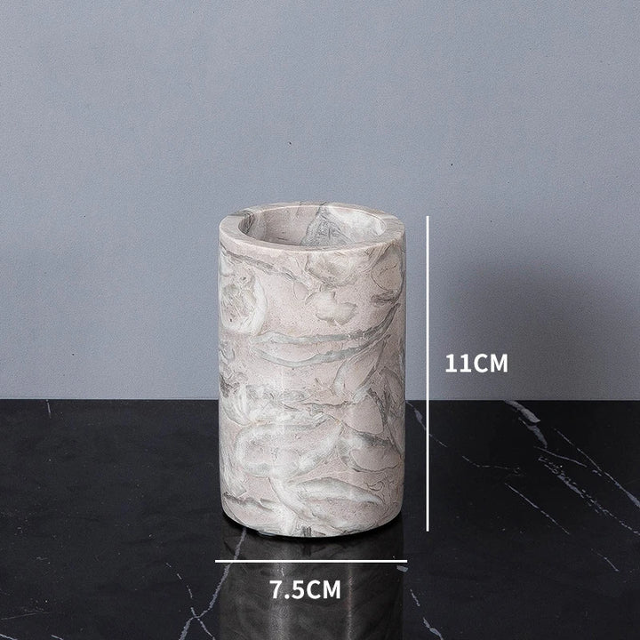 Natural Marble Bathroom Set – Soap Dispenser, Toothbrush Holder & Tray