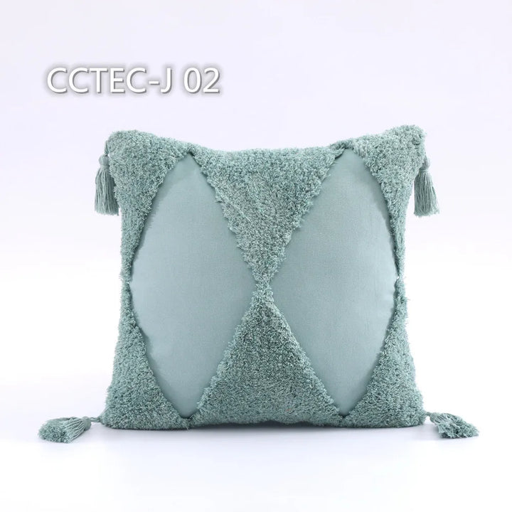 Boho Tufted Cushion Cover – Geometric Tribal Pillow