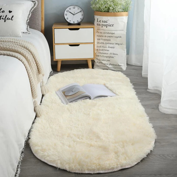 Oval Silky Plush Soft Rug for Modern Living Room