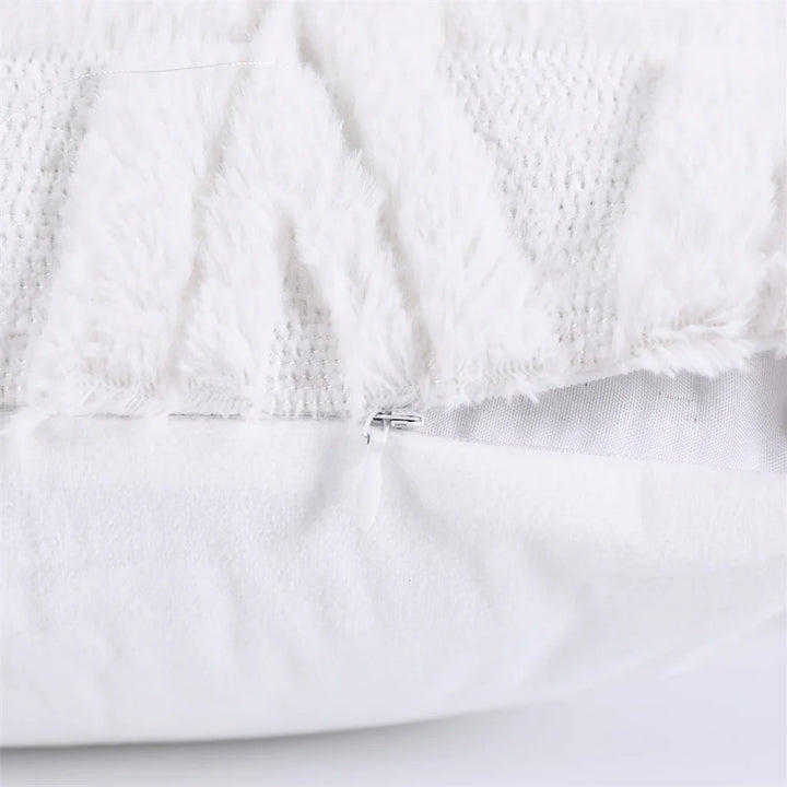 Luxury Faux Wool Embroidered Pillow Cover – Soft Plush Cushion