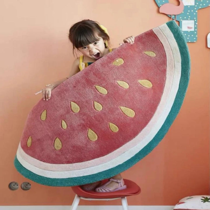 Nordic Cartoon Plush Rug – Non-Slip Semicircle Kids Mat
