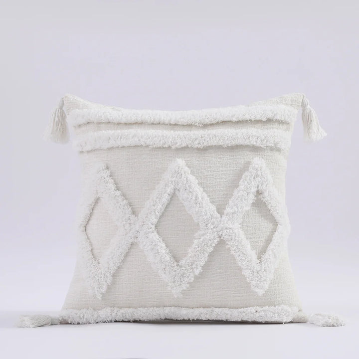 Luxury Chenille Tufted Boho Pillow Covers – Decorative Cushion Cases with Tassels for Sofa, Bed & Farmhouse Decor