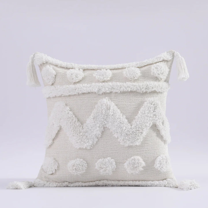 Luxury Chenille Tufted Boho Pillow Covers – Decorative Cushion Cases with Tassels for Sofa, Bed & Farmhouse Decor
