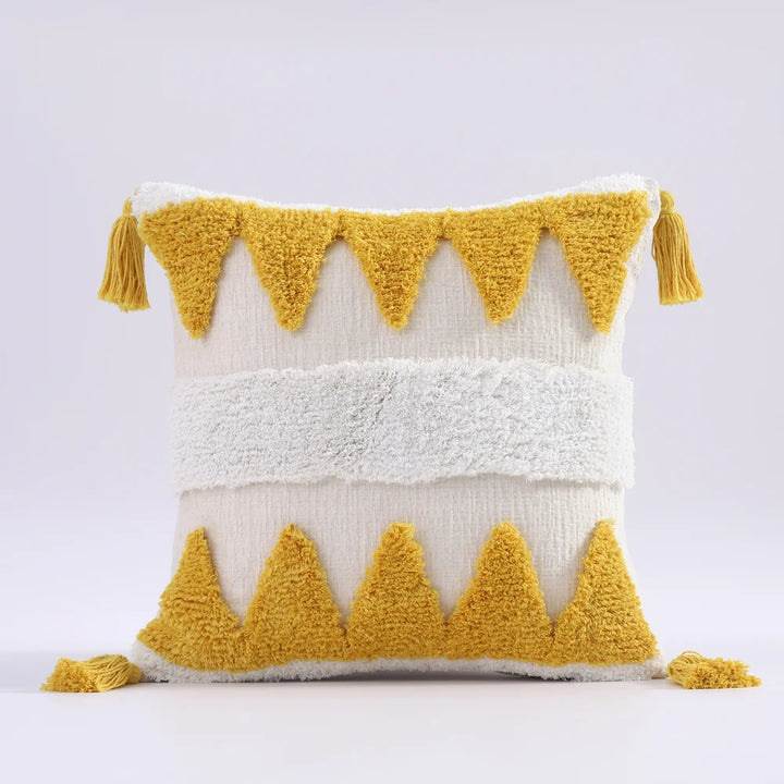 Luxury Chenille Tufted Boho Pillow Covers – Decorative Cushion Cases with Tassels for Sofa, Bed & Farmhouse Decor