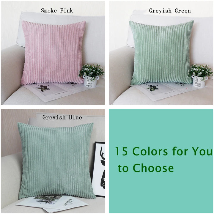 Striped Corduroy Pillow Cover Nordic Soft Decorative Case