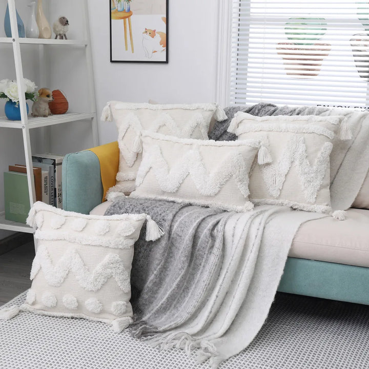 Boho Chenille Tufted Pillow Cover – Morocco Style Cushion