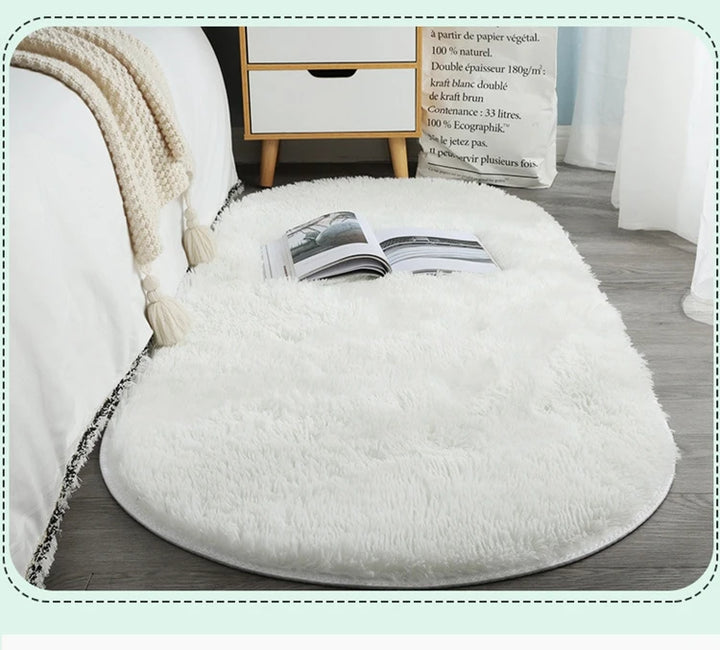 Oval Silky Plush Soft Rug for Modern Living Room