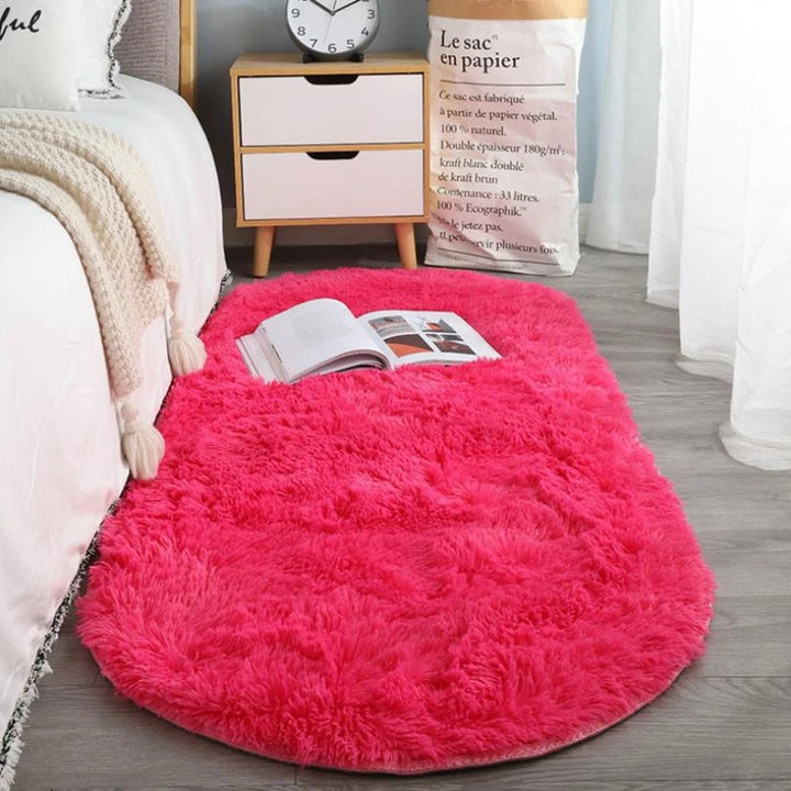 Oval Silky Plush Soft Rug for Modern Living Room