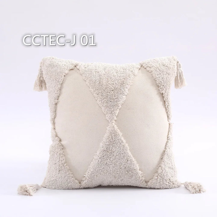 Boho Tufted Cushion Cover – Geometric Tribal Pillow