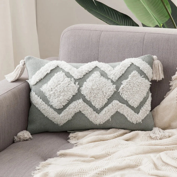 Boho Tufted Pillow Cover – Tassel Cotton Cushion Case