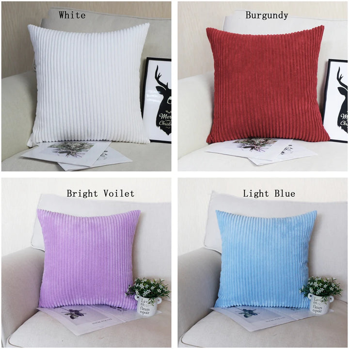 Striped Corduroy Cushion Cover Soft Nordic Pillow Case
