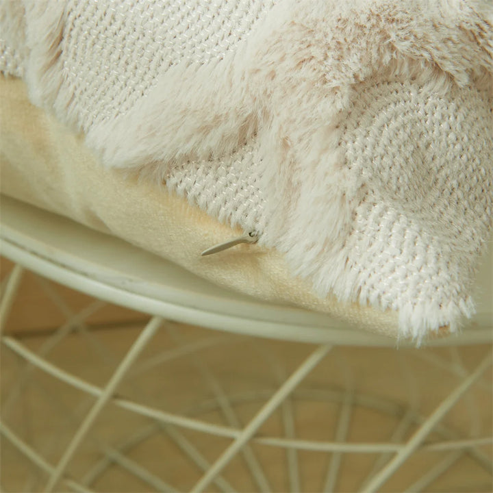 3D Plush Geometric Embroidered Cushion Cover