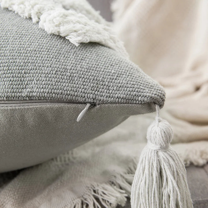 Boho Tufted Pillow Cover – Tassel Cotton Cushion Case