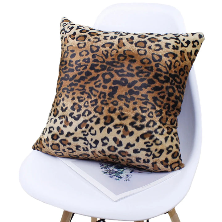 Leopard Print Faux Fur Pillow Cover – Soft Plush Cushion