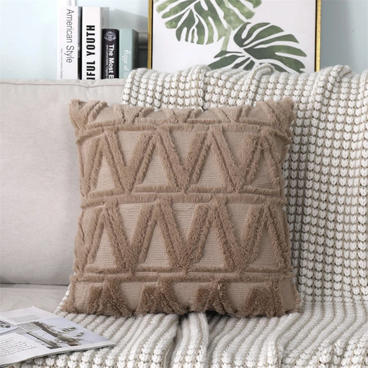 Soft Plush Faux Wool Throw Pillow Covers – Luxury Nordic Embroidered Cushion Cases for Sofa, Bed & Living Room Decor