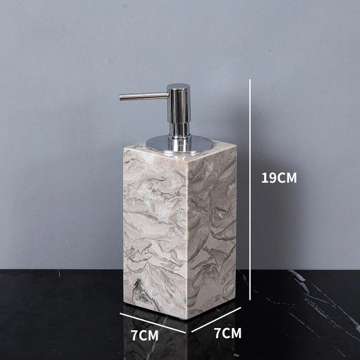 Natural Marble Bathroom Set – Soap Dispenser, Toothbrush Holder & Tray