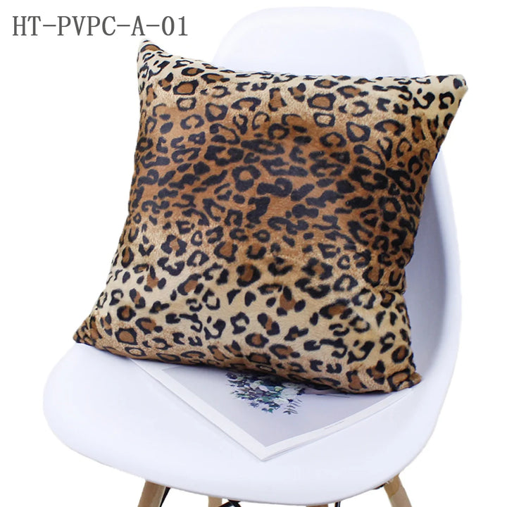 Leopard Print Faux Fur Pillow Cover – Soft Plush Cushion