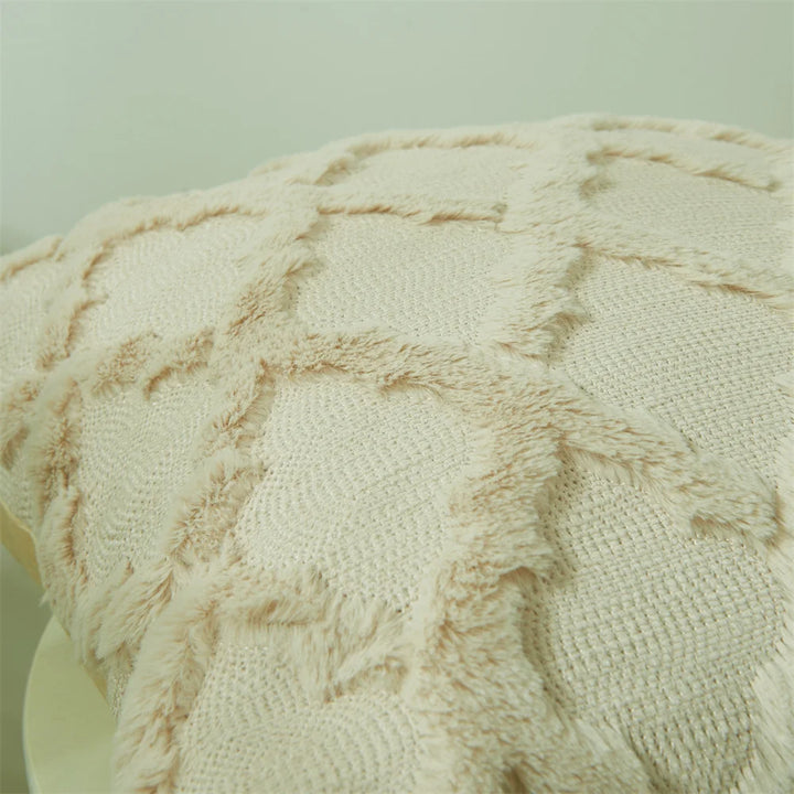 3D Plush Geometric Embroidered Cushion Cover