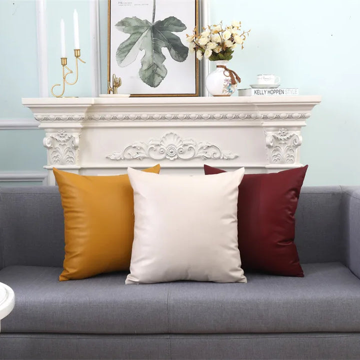 Luxury Faux Leather Cushion Cover – Modern Decorative