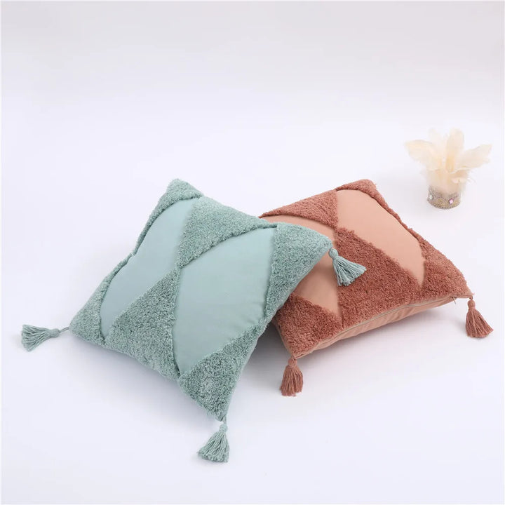 Boho Tufted Cushion Cover – Geometric Tribal Pillow
