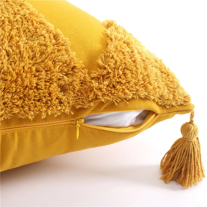 Boho Tufted Pillow Cover – Tassel Cotton Cushion Case