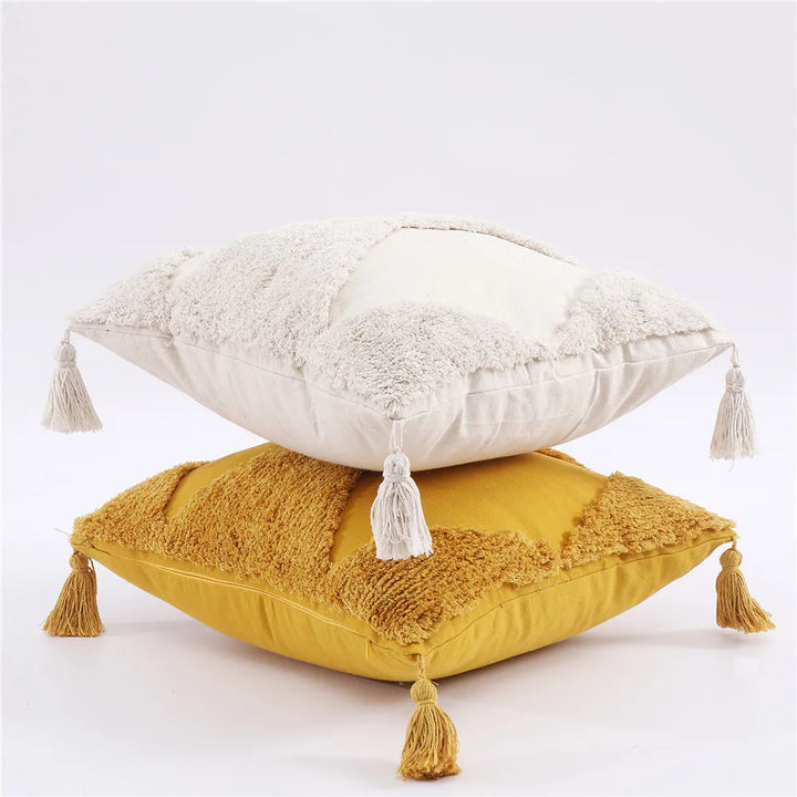 Boho Tufted Cushion Cover – Geometric Tribal Pillow