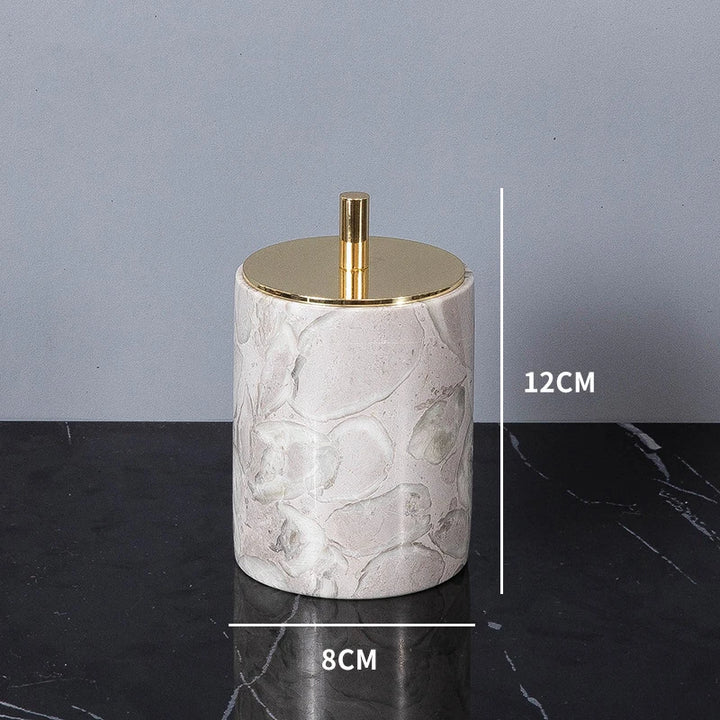 Natural Marble Bathroom Set – Soap Dispenser, Toothbrush Holder & Tray