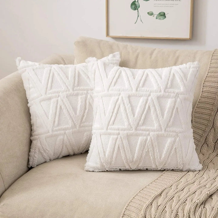 Luxury Plush Embroidered Cushion Cover – Soft Faux Wool