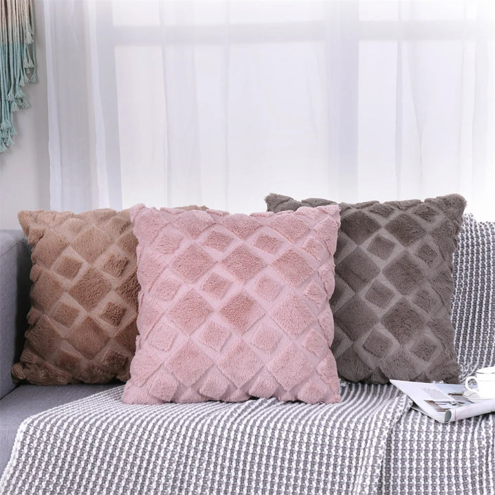 Luxury Faux Wool Embroidered Pillow Cover – Soft Plush Cushion