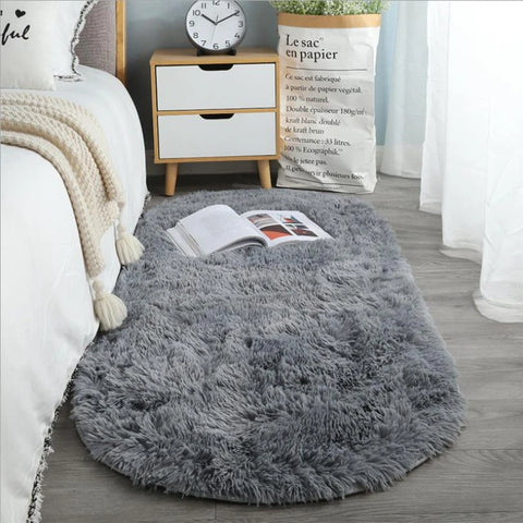 Oval Silky Plush Soft Rug for Modern Living Room