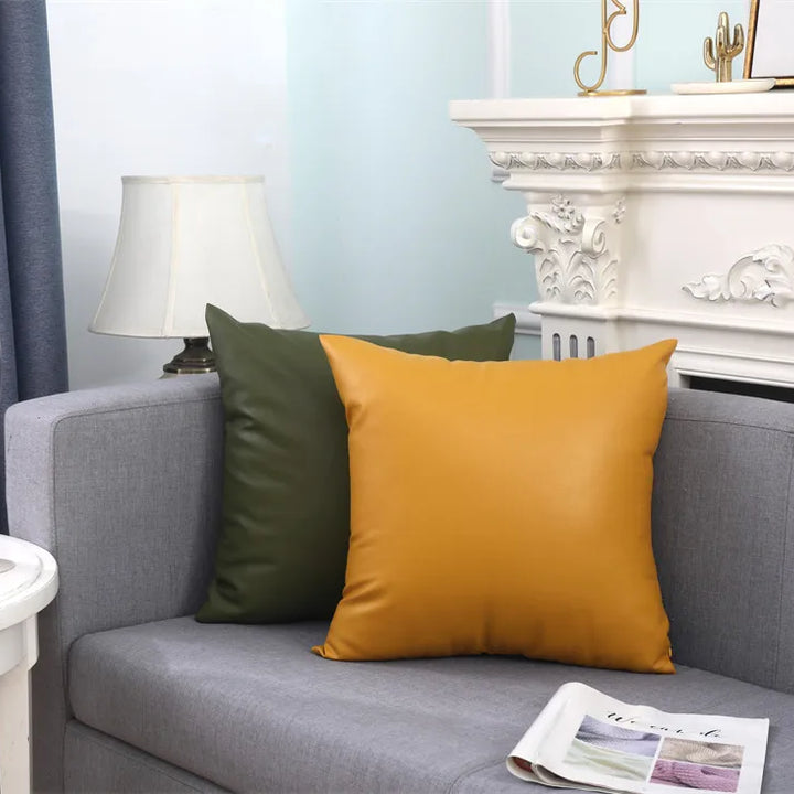 Luxury Faux Leather Cushion Cover – Modern Decorative