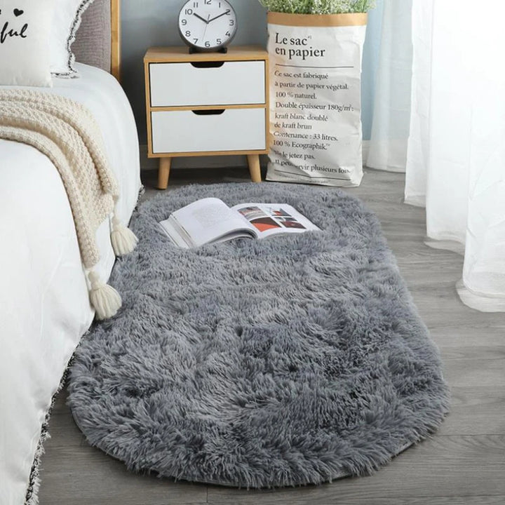 Oval Silky Plush Soft Rug for Modern Living Room