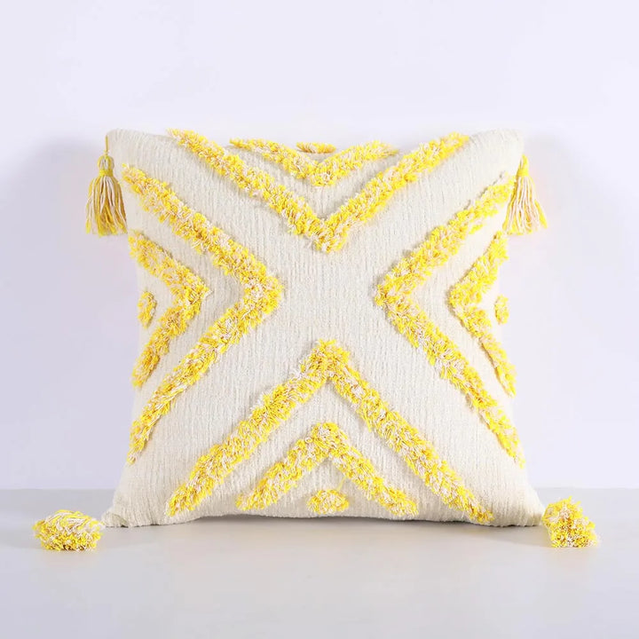 Luxury Chenille Tufted Boho Pillow Covers – Decorative Cushion Cases with Tassels for Sofa, Bed & Farmhouse Decor